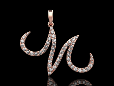 Initial letter M pendant model 729 3D Print Model