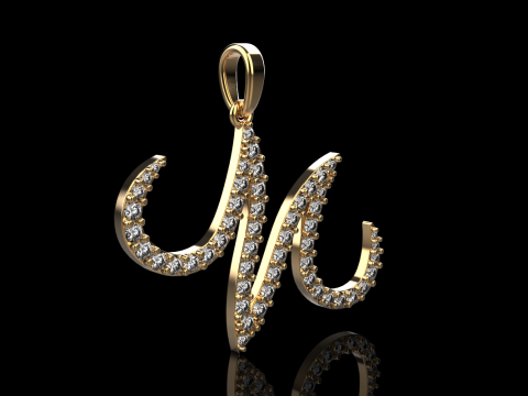 Initial letter M pendant model 729 3D Print Model