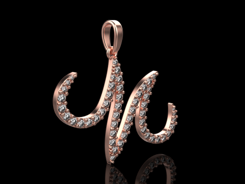 Initial letter M pendant model 729 3D Print Model