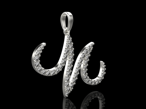 Initial letter M pendant model 729 3D Print Model