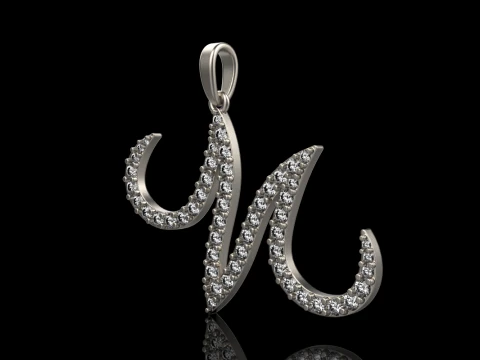 Initial letter M pendant model 729 3D Print Model