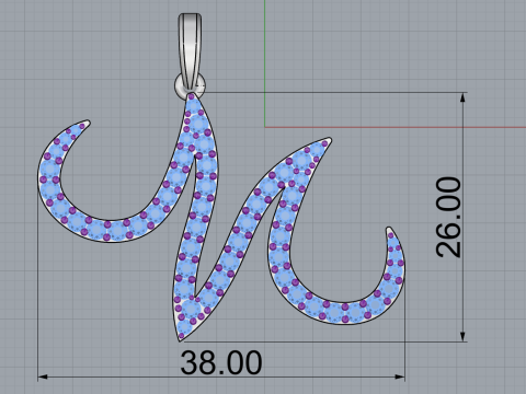 Initial letter M pendant model 729 3D Print Model