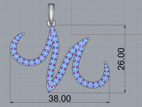Initial letter M pendant model 729 3D Print Model