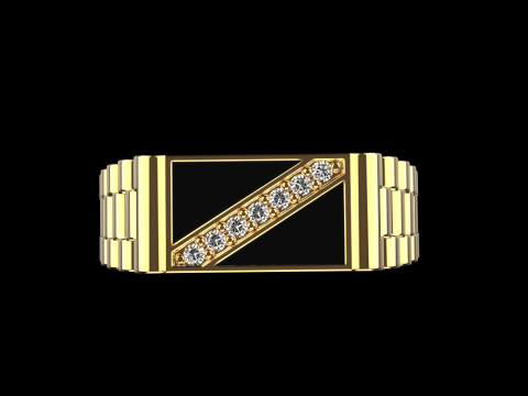 Chain signet ring model 730 3D Print Model