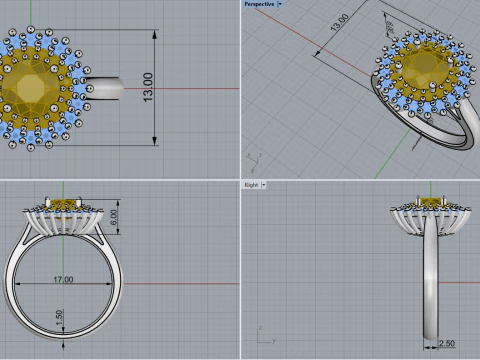 Round engagement ring model 732 3D Print Model