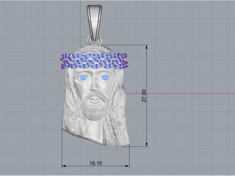 Jesus head pendant model 736 3D Print Model