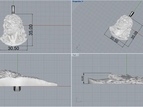 Jesus head pendant model 738 3D Print Model