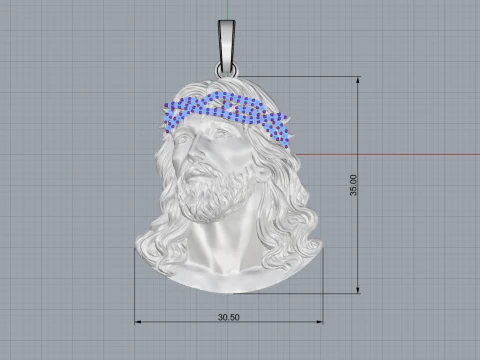 Jesus head pendant model 739 3D Print Model