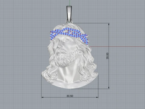 Jesus head pendant model 739 3D Print Model
