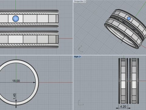 Wedding ring model 741 3D Print Model
