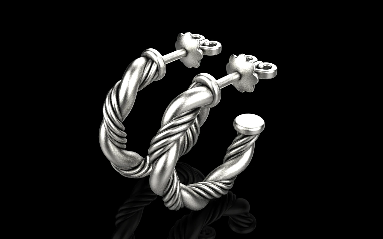 Twested earring model 744 3D Print Model .c4d .max .obj .3ds .fbx .stl .blend
