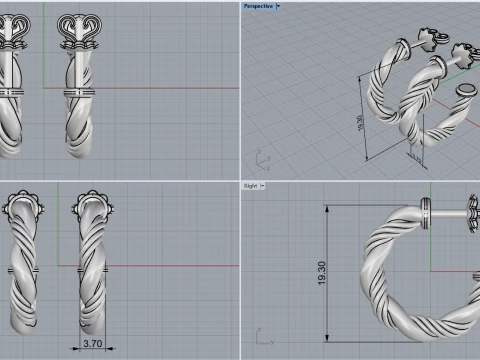 Twested earring model 744 3D Print Model