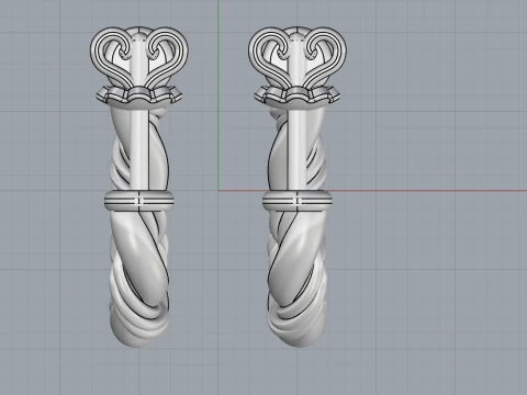 Twested earring model 744 3D Print Model