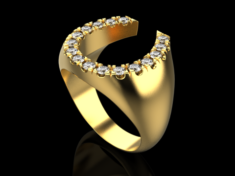 Cincin meterai tapal kuda model 750 Model Cetak 3D