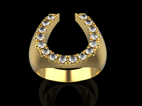 Horseshoe signet ring model 750 3D Print Model