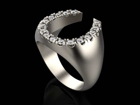 Horseshoe signet ring model 750 3D Print Model
