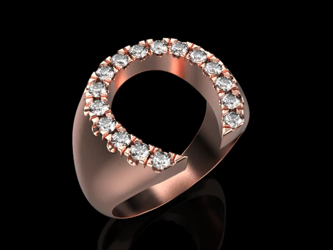 Horseshoe signet ring model 750 3D Print Model