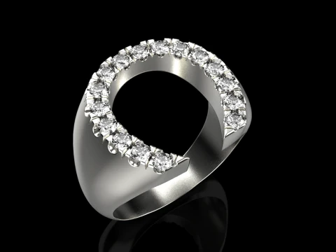 Horseshoe signet ring model 750 3D Print Model