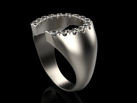 Horseshoe signet ring model 750 3D Print Model