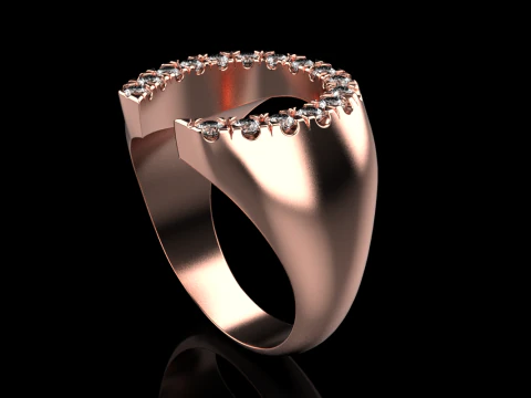 Horseshoe signet ring model 750 3D Print Model