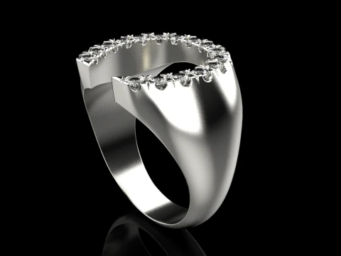 Horseshoe signet ring model 750 3D Print Model