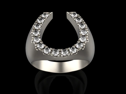 Horseshoe signet ring model 750 3D Print Model