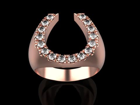 Horseshoe signet ring model 750 3D Print Model