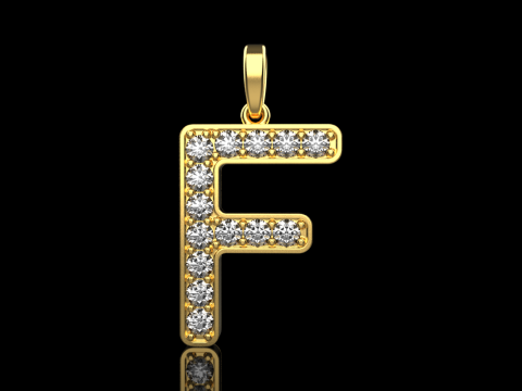 Cincin huruf F awal model 752 Model Cetak 3D