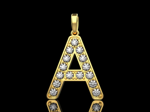 İlk harf A kolye modeli 753 3D Baskı Modeli