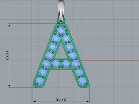 Initial letter A pendant model 753 3D Print Model
