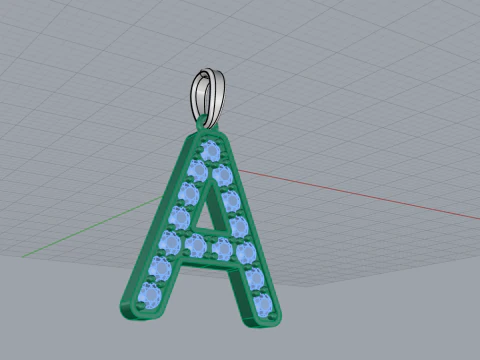 Initial letter A pendant model 753 3D Print Model