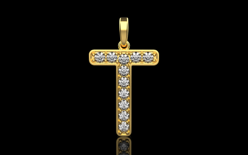 Initial letter T pendant model 755 3D Print Model .c4d .max .obj .3ds .fbx .stl .blend 