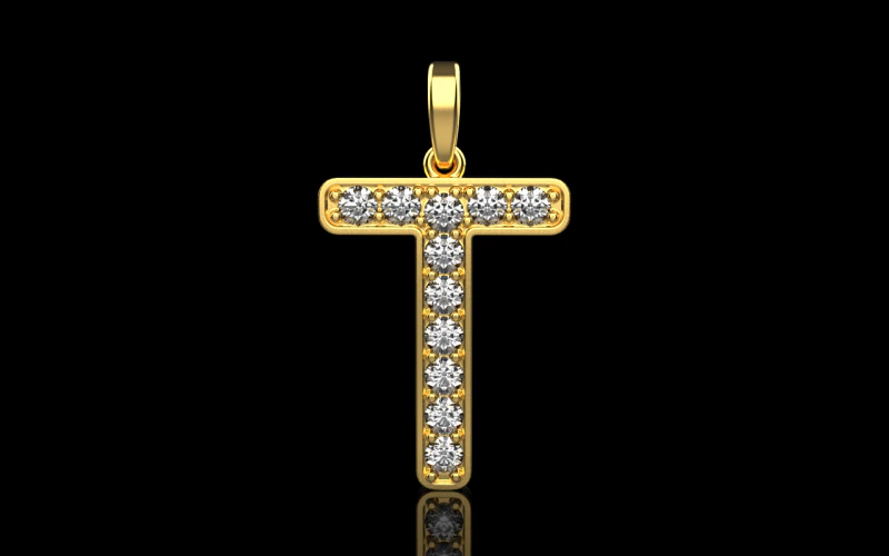 Liontin huruf awal T model 755 Model Cetak 3D .c4d .max .obj .3ds .fbx .stl .blend 