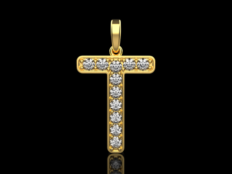 Liontin huruf awal T model 755 Model Cetak 3D