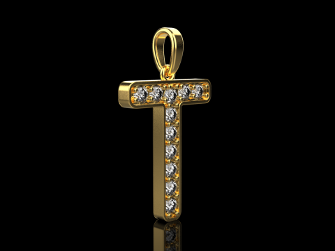Initial letter T pendant model 755 3D Print Model