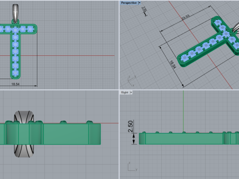 Initial letter T pendant model 755 3D Print Model
