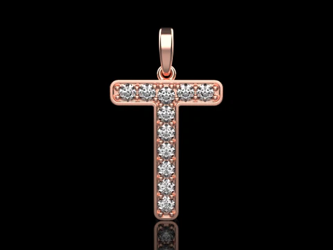 Liontin huruf awal T model 755 Model Cetak 3D