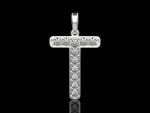 Liontin huruf awal T model 755 Model Cetak 3D