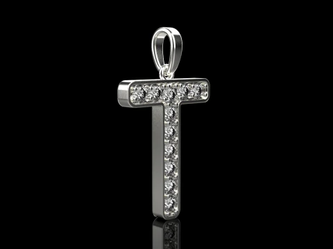 Liontin huruf awal T model 755 Model Cetak 3D