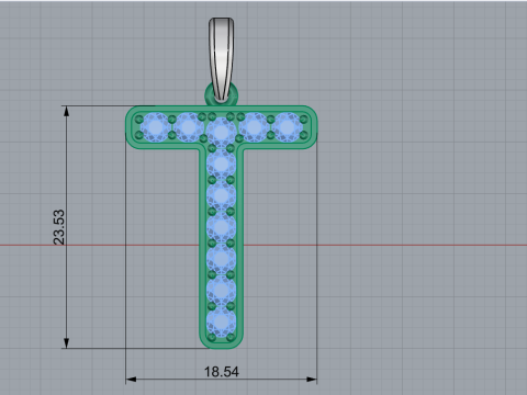 Initial letter T pendant model 755 3D Print Model