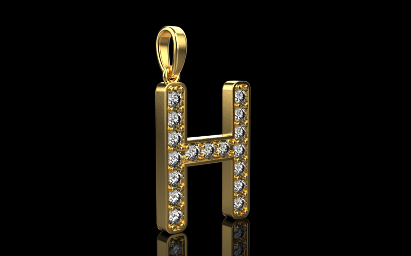 Initial letter H pendant model 756 3D Print Model .c4d .max .obj .3ds .fbx .stl .blend 
