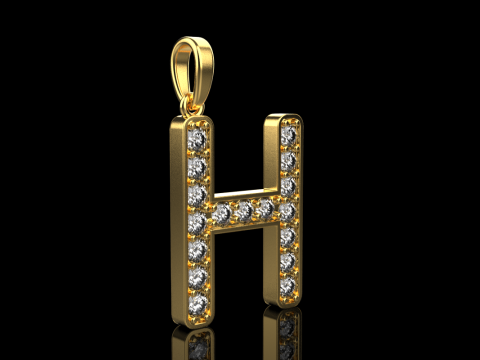 Liontin huruf awal H model 756 Model Cetak 3D