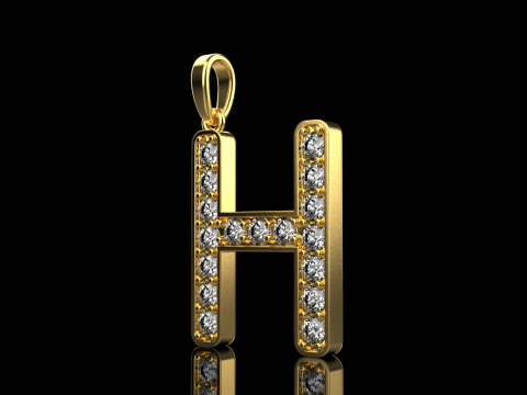 Initial letter H pendant model 756 3D Print Model
