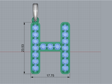 Initial letter H pendant model 756 3D Print Model