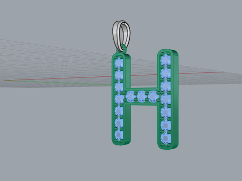 Initial letter H pendant model 756 3D Print Model