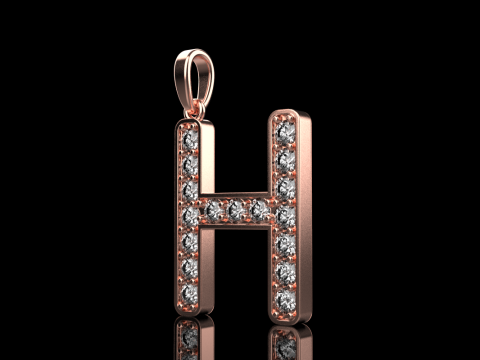 Initial letter H pendant model 756 3D Print Model