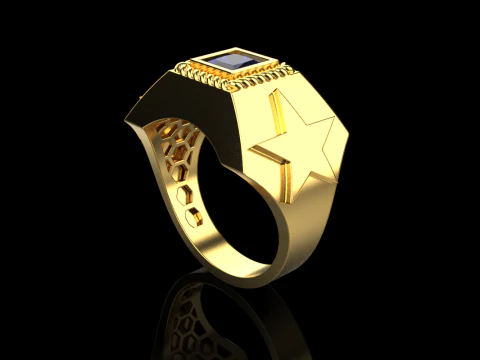 Star signet ring model 757 3D Print Model