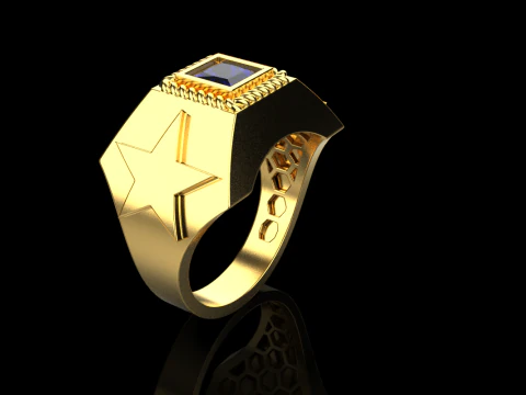 Star signet ring model 757 3D Print Model