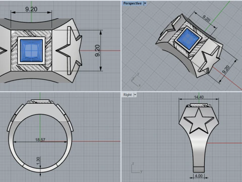 Star signet ring model 757 3D Print Model
