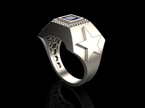 Star signet ring model 757 3D Print Model